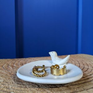 Art de la table coupelle oiseau beige dorée (copie)